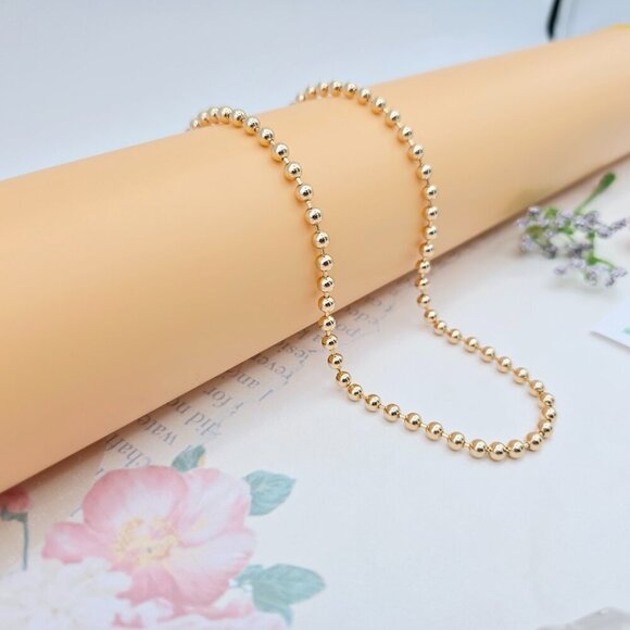 Rose Gold Polished Ball Chain Necklace for Women, 45cm Adjustable, XPNL0050 - Picture 2 of 13